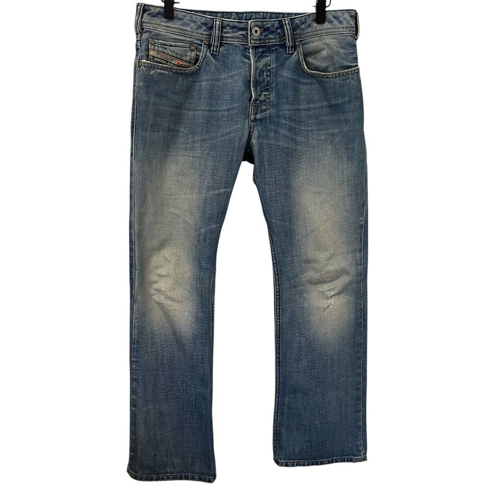 Diesel Zatiny Jeans Men 30x30 Blue Bootcut Stretch Medium Wash Faded Distressed